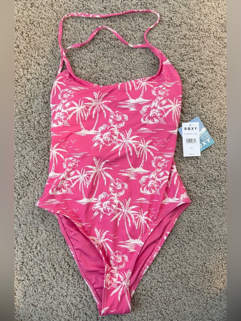 Roxy Pink Tropical Palm One-Piece Swimsuit